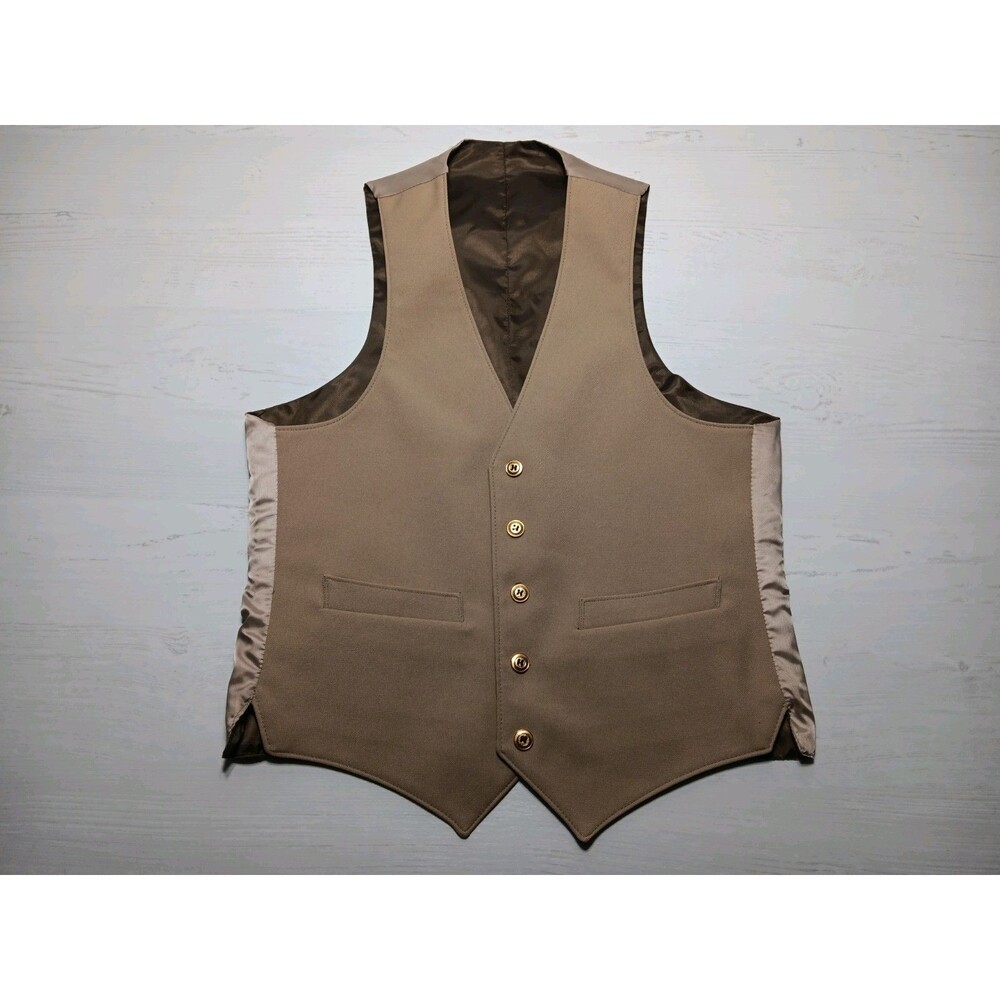 Vintage Sears Roebuck PERMA-PREST Reversible Vest Men's 38R Brown Tan
